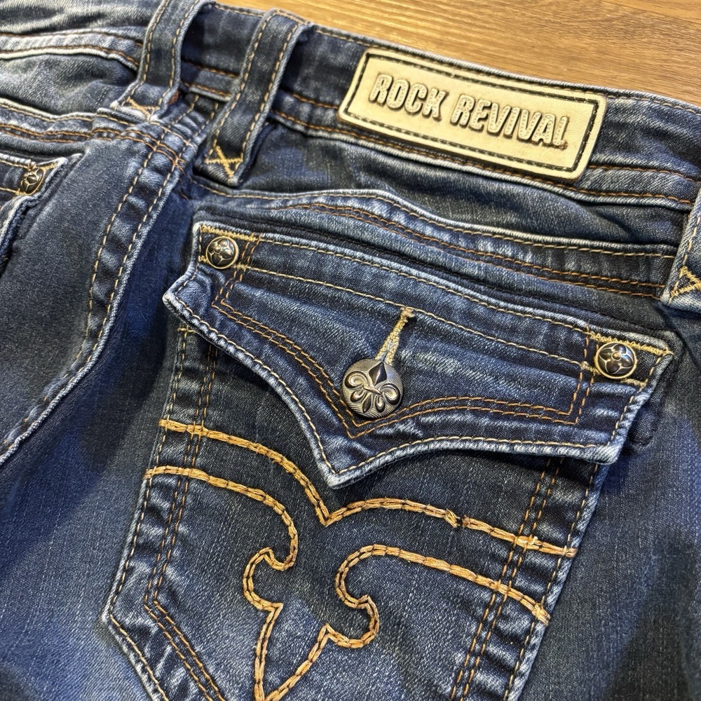 Rock Revival Jessica Skinny Jeans Women's Size 31 Rhinestone Embroidered Stretch